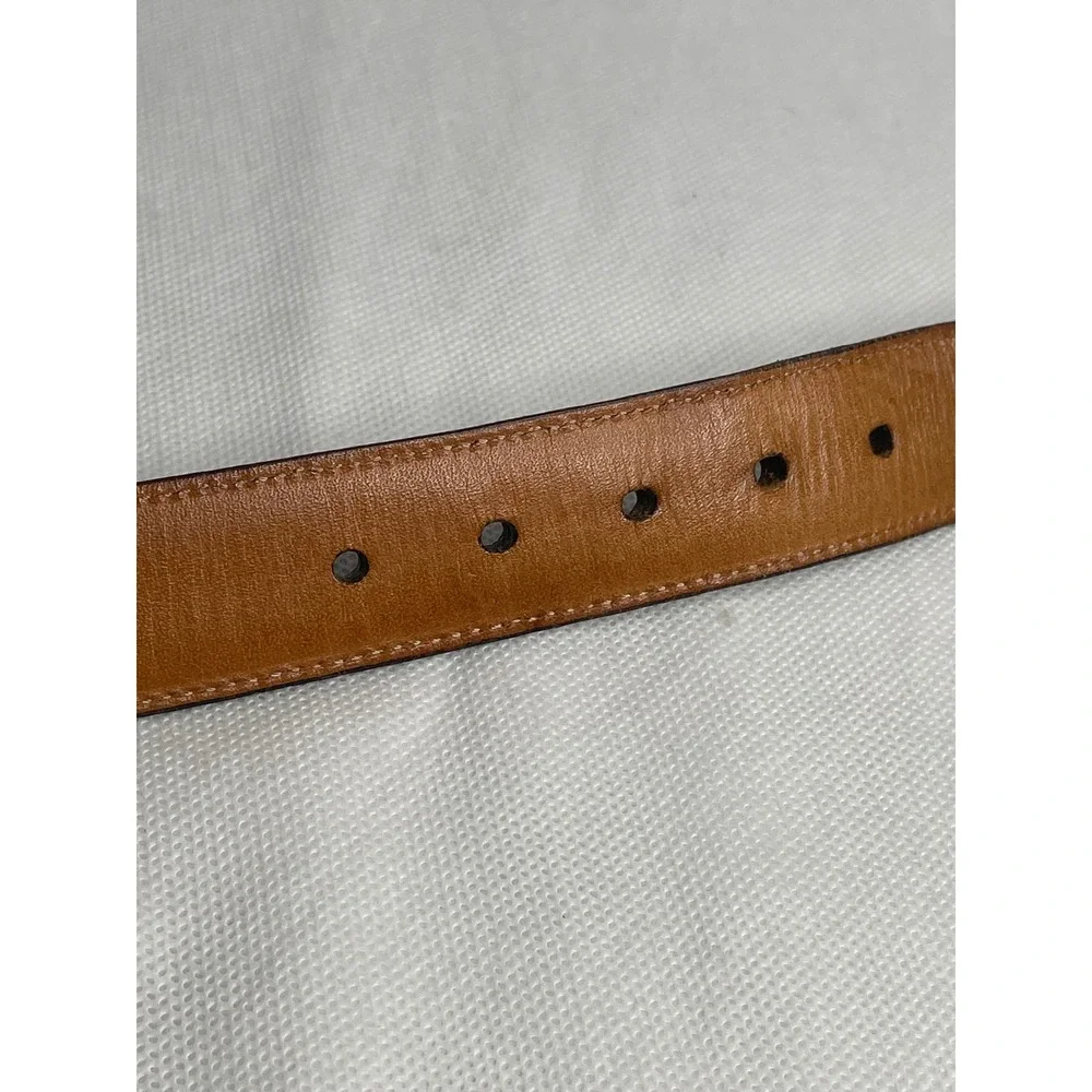 Trafalgar Hand Polished Cortina Leather Belt Size 38 Brown Tan Gold Dress U.S.A.